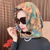 [Chapéu Cachecol de Cetim com Nervuras] Novo Estilo de Primavera Chapéu com Fita Moda Protetor Solar Cachecol Versátil Casual Lenço de Cabeça Feminino