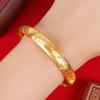 Pulsera pesada de plumas de bambú para mujer, estilo étnico chino, dragón valiente y fénix, galvanoplastia de oro real, pulsera versátil con temperamento