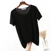 26 Nueva Camiseta de Verano de Modal con Cuello Redondo y Manga Corta Estilo Coreano Cómoda y Versátil Capa Base Top Básico de Color Puro