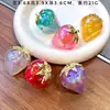 Acessórios DIY Joias Pingente de Morango de Liga 3D Acrílico Galvanizado Pingente de Chaveiro de Fruta Charme Acessório