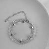 Pulseira Doce de Metal Amor Cristal Camada Dupla para Menina Coreana Moda ins Estilo Frio Pulseira de Namorada