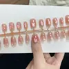 Unhas Postiças Rosa Champagne Atacado 30 Peças Estilo Puro Desejo Gradiente Unhas Postiças Finalizadas Arte de Unha Feita à Mão Que Ilumina a Pele