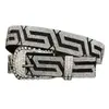 Cinturón de Cuero Sintético de Calle de Moda con Elementos de Estrella de Pedrería, Unisex, Moderno y Versátil, Hebilla de Pin de Hip-Hop