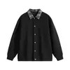 Cardigan jaqueta jacquard falso de duas peças, moletom de manga longa para homem, jaqueta com gola de lapela em blocos de cor, casaco longo masculino, marca da moda Outono/Inverno 2026