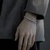 Corrente de Mão em Aço Titânio Camada Dupla Estilo Ins Casual Design de Nicho Hip-Hop Pulseira de Aço Titânio Masculina Tendência