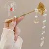 Horquilla de estilo chino con borlas y flores para mujer, estilo antiguo Hanfu, con disco escalonado, para la cabeza