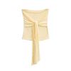 Conjunto de Saia Longa com Drapeado Amassado Color Block de Cintura Alta e Top Tubo Alcinha Rosa Ballet Feminino