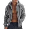 24 Jaqueta Masculina Americana de Lã Dupla Face Espessa e Quente para Primavera e Outono com Zíper Cardigan Solto Jaqueta Casual com Capuz