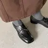 Zapatos de Cuero Básicos Versátiles para Todas las Estaciones, Primera Capa, Piel de Vaca, Primavera 2026, Tacón Bajo, Punta Cuadrada, Piel Genuina, Con Cordones, Corte Profundo, Zapatos de Salón para Mujer
