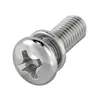 Tornillo combinado de cabeza redonda y cabeza de cruz de acero inoxidable 304 GB9074.3 con arandela elástica incorporada y tornillo de cabeza de plato combinado