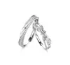 Anillo de Pareja de Trigo Nicho Lujo Ligero Gama Alta Circonita Anillo Abierto Diamante Anillo de Pareja de Trigo