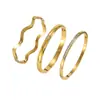 Pulsera Geométrica Ondulada Incrustada con Diamantes Dorados de Acero Inoxidable Joyería de Moda de Lujo Ligero Pulsera de Acero Inoxidable