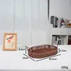 Cesta Tejida de Mimbre Sintético para Frutas y Sándwiches, Cesta para Pan Estilo Japonés, Cesta para Panecillos al Vapor, Cesta de Almacenamiento para el Hogar en la Sala de Estar, Bandeja de Mimbre con Doble Asa