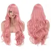 Peruca de animação cos transfronteiriça franja oblíqua multicolorida 80cm universal longo cabelo cacheado alta temperatura peruca de seda cobertura total da cabeça atacado