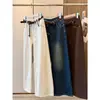 Jeans de pierna ancha casuales holgados con cinturón, lavado vintage, tiro alto, adelgazantes, para mujer, nueva colección de principios de otoño Zedaijiai