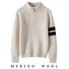 Suéter de Lã Infantil Outono e Inverno Novo Estilo Menino Criança Média e Grande Adolescente Meio Zíper Gola Alta Blusa Color Block Camada de Base