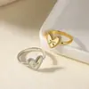 Anillo de acero inoxidable con forma de corazón, nuevo, transfronterizo, moda para mujer, anillo abierto, personalidad de moda, anillo de lazo, venta al por mayor