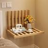 Mesa de noche flotante creativa para el hogar, dormitorio, estante de pared plegable, mesa de noche de madera maciza