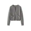 Cárdigan de Cachemira de Lujo Ligero para Mujer, Suéter de Punto con Cuello Redondo en V y Botones Metálicos para Otoño e Invierno, Abrigo Corto