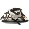 Estilo Étnico Patrón de Vaca Sombrero de Vaquero Occidental Sombrero para Viajes al Aire Libre Otoño e Invierno Sombrero de Jazz Decorativo de Cabeza de Vaca para Mujer