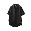 Camisa polo G-stone con media cremallera para hombre con estampado de letras en los hombros, corte holgado, top casual