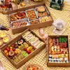 Caja de Picnic Bento Caja de Comida Desechable Empaque Salida de Primavera Camping Exterior Fruta Sushi Celebridad de Internet Papel Kraft Barbacoa