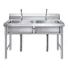 Fregadero Comercial Doméstico de Acero Inoxidable Fregadero de un Doble Triple Tazón con Soporte Fregadero de Acero Inoxidable Lavamanos Lavabo para Lavar Verduras Cocina