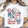 2026 Nuevo Rojo y Blanco 250 Aniversario - Camisa Coqueta con Lazo de Colores Brillantes Patriótica