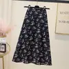 Meia saia com estampa floral para mulheres, nova saia de verão de cintura alta em A, saia de chiffon moderna e que valoriza mulheres petites, saia de fada versátil