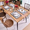 Tapete de Mesa de Tecido Yimanqi Yun Jacquard Preto Bordado Leopardo da Selva Estilo Palaciano Decoração de Mesa Tapete de Isolamento Térmico