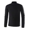 Camiseta de Cuello Alto de Manga Larga Ajustada de Algodón Puro Mercerizado para Hombre, Tendencia de Capa Base para Otoño e Invierno