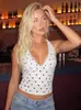 Ropa de Mujer Más Vendida en Europa y América 2026 Verano Nueva Moda Sexy con Adorno de Encaje Estampado de Lunares Top Halter Venta al por Mayor