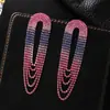 Joias Europeias e Americanas Novo gradiente de cor strass longo franja brincos grandes personalidade flash diamante brincos E703