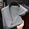 Chaleco jacquard casual de cuello en V para hombre, prenda interior cálida para otoño e invierno, suéter de punto sin mangas multicolor, chaleco para hombres jóvenes y de mediana edad