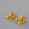 Diseño de Nicho Japonés Vintage Artístico Tridimensional Laminado Flor Latón Chapado en Oro 925 Tremella Pin Aretes Aretes para Mujer