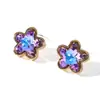 Joyería Gradiente Colorida Transfronteriza Europea y Americana para Mujer, Anillos Abiertos, Pendientes y Conjuntos de Collares Ligeros de Lujo a la Moda y Únicos Estilo Ins para Mujer