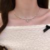 ¡Superdestello! Collar con colgante de circonita y perla de plata rota para mujer, exquisita cadena de clavícula, accesorios vintage de alta gama.