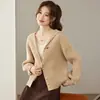 Cárdigan de punto grueso trenzado holgado para mujer, nuevo estilo 2026, con cuello de solapa, prenda exterior versátil y adelgazante, top engrosado