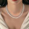 Collar de perlas de doble capa para mujer, nicho, diseño de lujo ligero, cadena para la clavícula de temperamento de alta gama, cadena para suéter, venta directa de fábrica