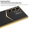 Adecuado para Funda de Teléfono Móvil de Fibra de Carbono Samsung S23Ultra S3U Jazz Cubierta Protectora de Cuero Liso S23U Funda Ultrafina Anticaídas
