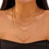 Collares de Cadena en Capas Estilo Europeo y Americano para Mujer, Estilo Dulce y Fresco, Gargantilla de Corazón Metálico Geométrico, Diseño Exagerado
