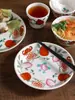 Set de Vajilla Festiva Nostálgica Clásico Nuevo Estilo Hecho a Medida con Forma de Durazno, Seis o Cuatro Piezas, Set de Vajilla de Cerámica para Comedor, Hecho a Medida