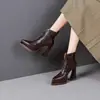 Botas de 10 cm de Tacón Súper Alto Botines de Otoño e Invierno para Mujer Botas Estrechas de Punta Fina Botas de Tacón Grueso Botas Impermeables con Plataforma para Aumentar la Altura