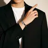 Pulsera de Obsidiana Plateada Natural para Hombre Ojo de Gato Obsidiana Piedra Ojo de Tigre Pulsera de la Suerte del Año de Esta Vida para Regalos de Novio