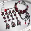 [Rosa Engaiolada] Pingente de Liga de Metal Coroa Escura de Corvo Artesanal com Contas Material DIY Acessórios para Pulseira