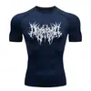 Teum Export Camiseta de Manga Corta con Cuello Redondo Estampada de Secado Rápido de Compresión para Hombre Y2K Ropa Interior Base para Correr Entrenamiento de Fitness Body