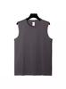 Ropa exterior para hombre pesada 220g chaleco de hombro ancho camiseta deportiva sin mangas cuello redondo holgada top básico color sólido fijo lo