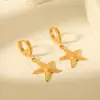 Estilo Ins Moda Francesa Retro Oro de 18K Acero Inoxidable Colgante de Estrella de Mar Pendientes Serie Marina Pendientes de Acero de Titanio Pendientes