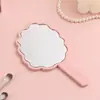 Novo Espelho de Mão de Renda Irregular Inovador para Meninas, Espelho Pequeno Portátil com Cabo Imprimível, Espelho de Maquiagem