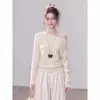 Suéter de punto, colección otoño 2026, talla grande, top de un hombro para mujer, corte holgado, versátil, diseño estilo coreano